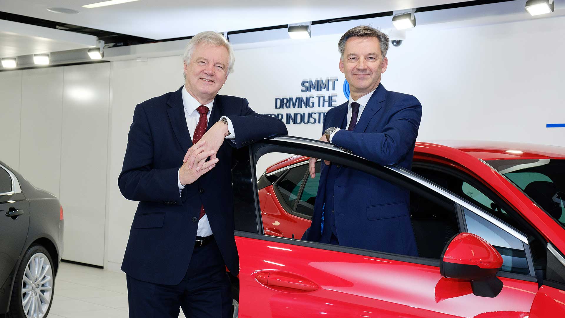 David Davis and SMMT chief executive Mike Hawes