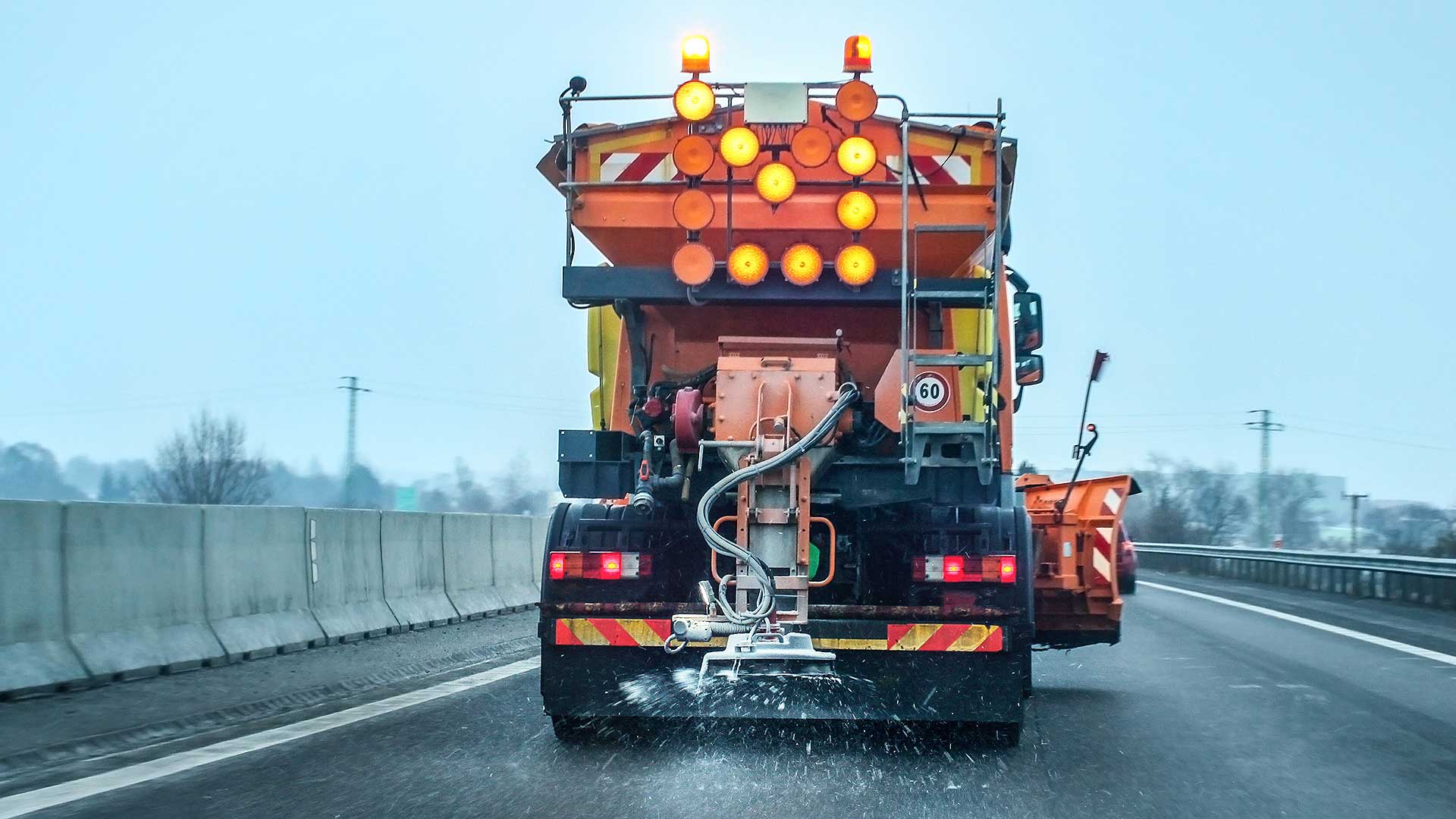 Road gritter on the motorway
