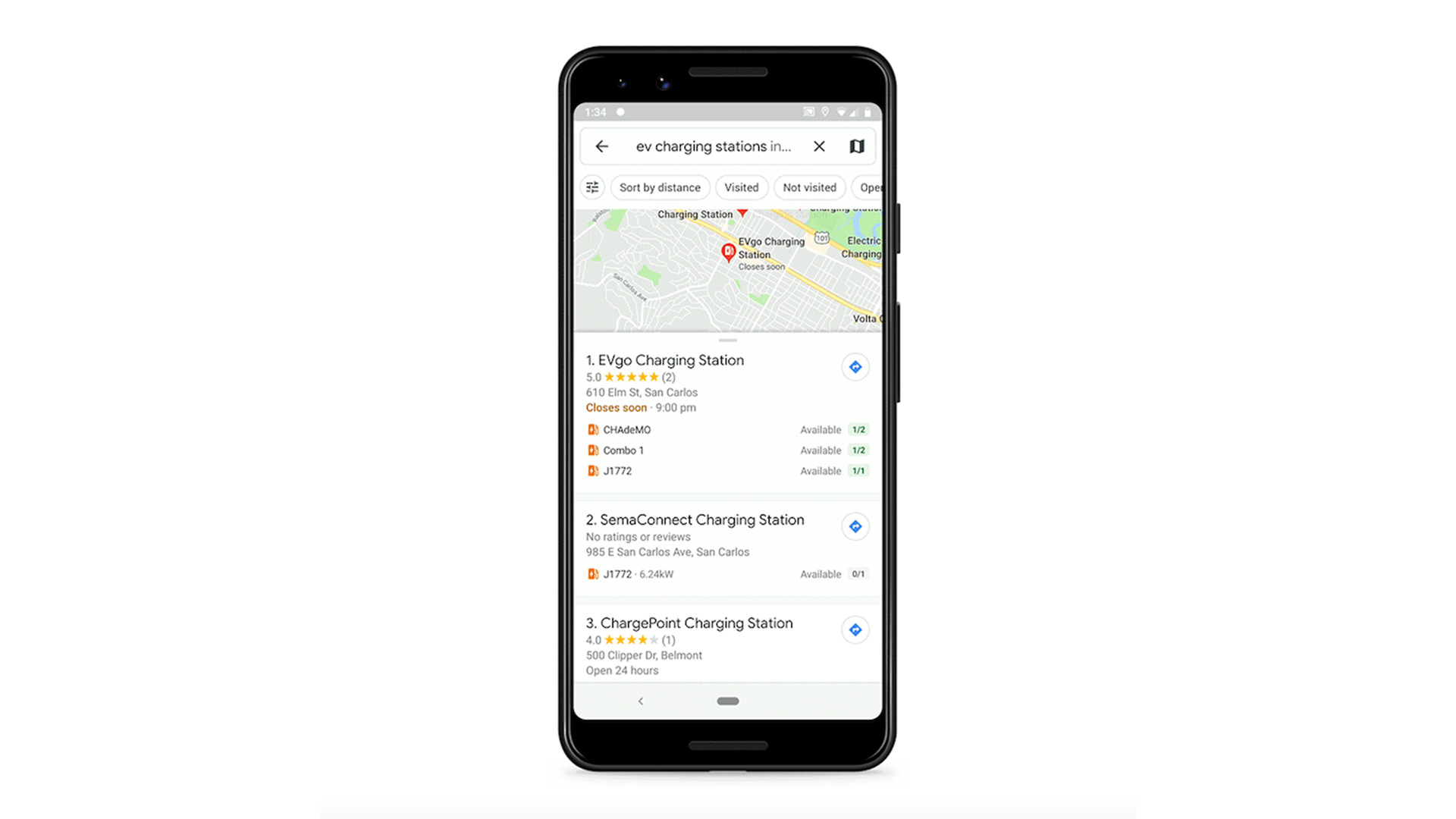 Google Maps Updated EV Charge Search