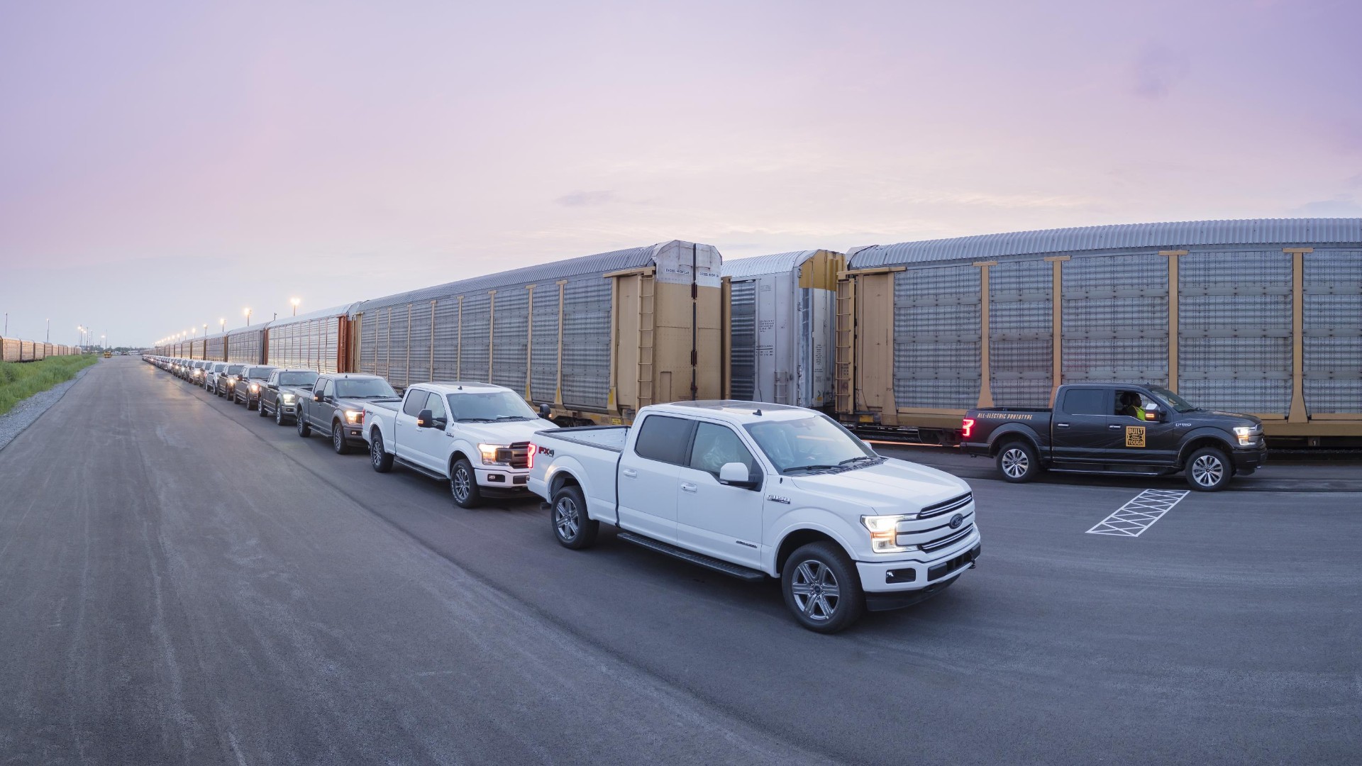 Electric Ford F-150 towing train
