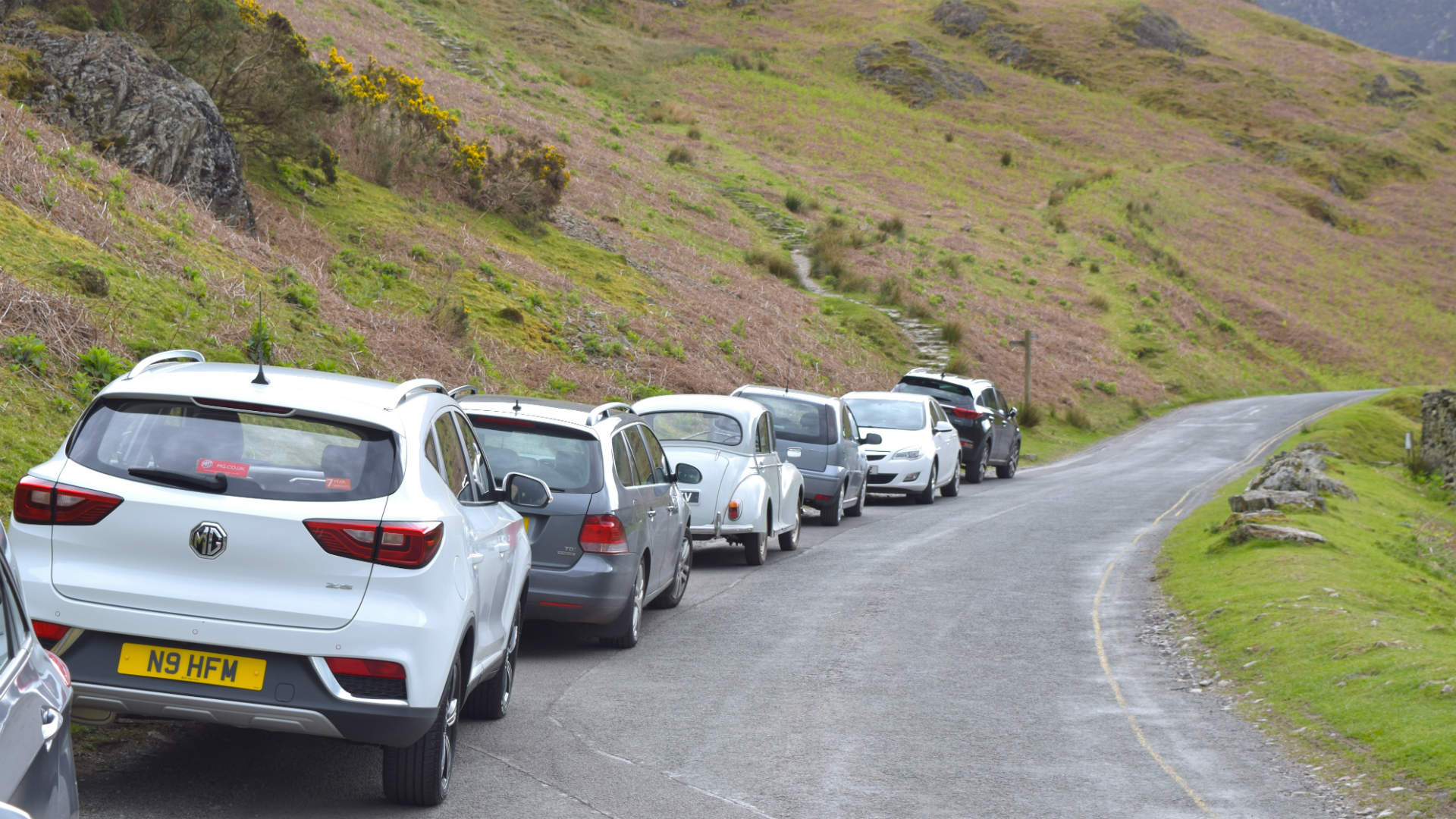 Cars parked in the Lake District