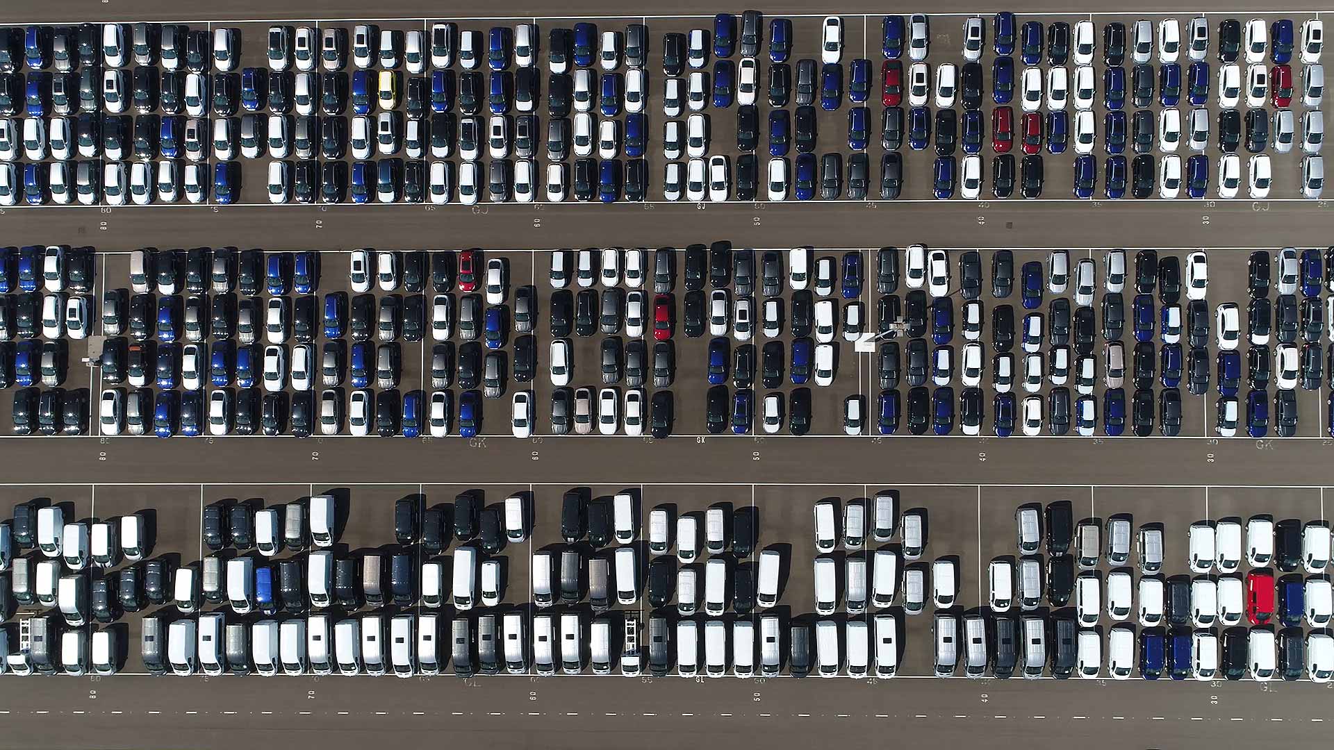 European car industry parking lot