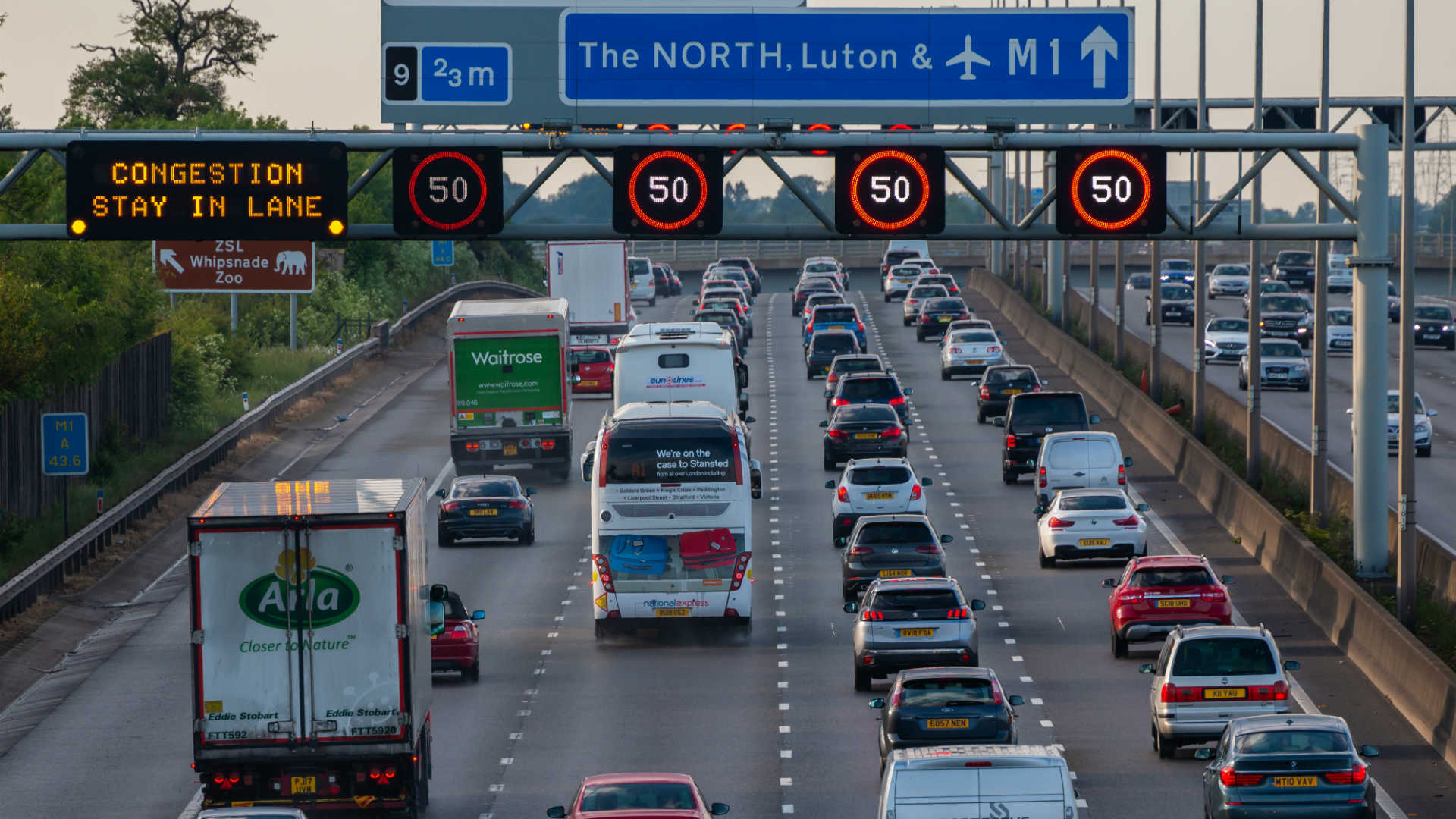 Congestion on the M1 motorway