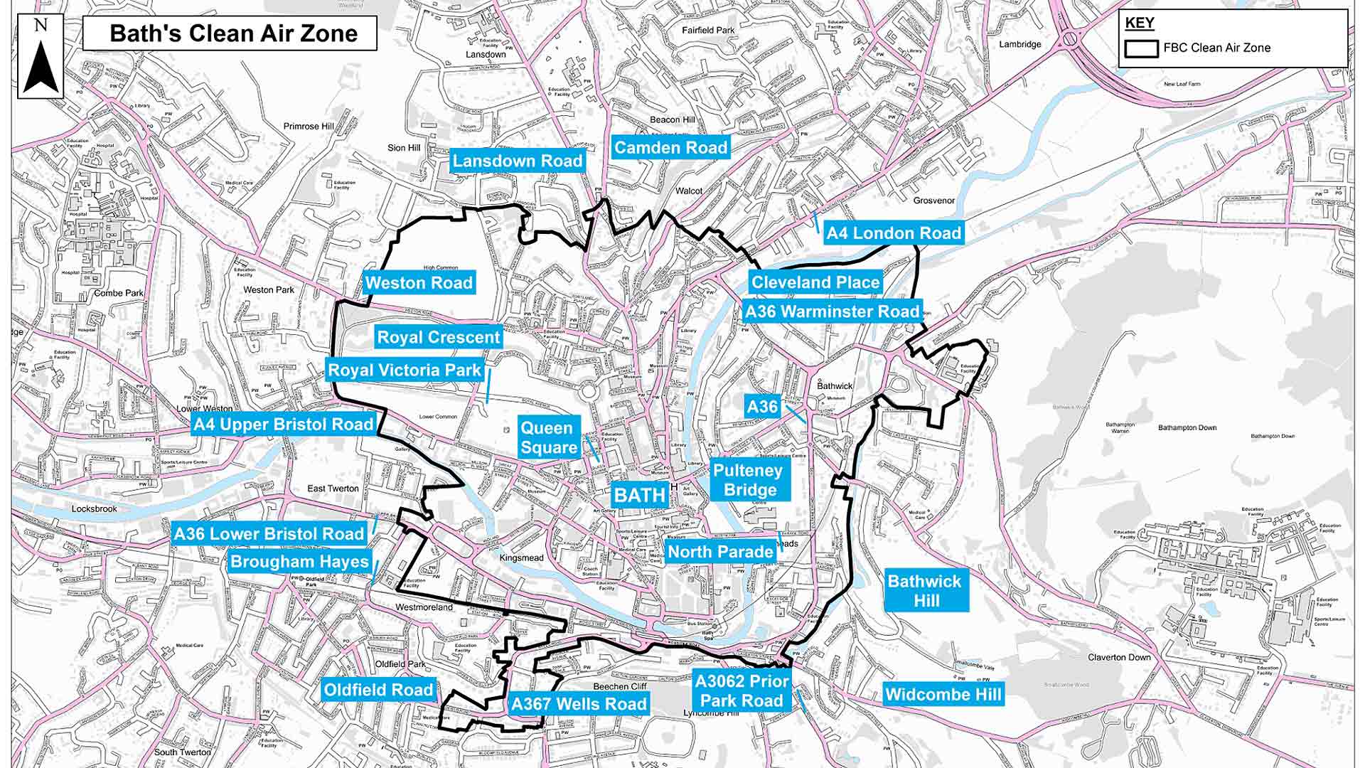 Bath Clean Air Zone map