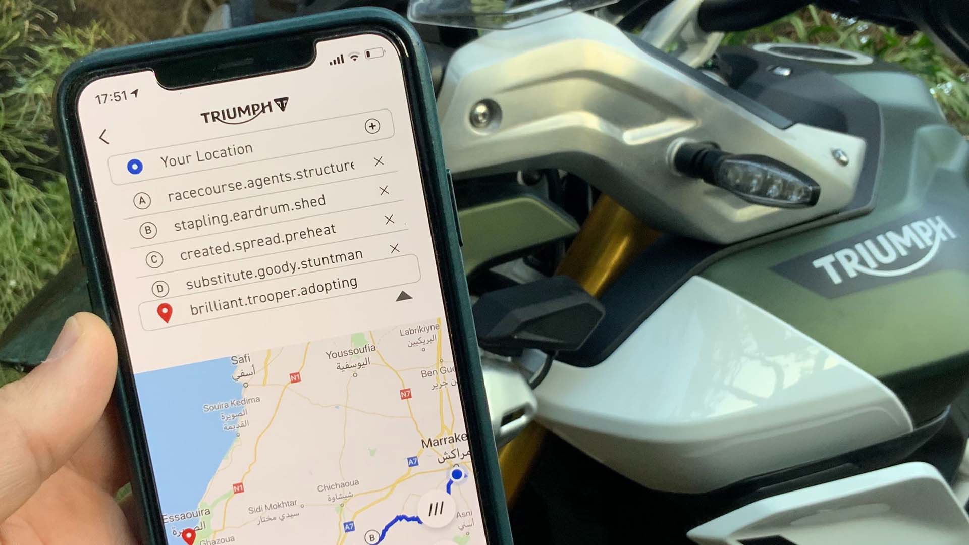 Triumph adds What3Words to connectivity system