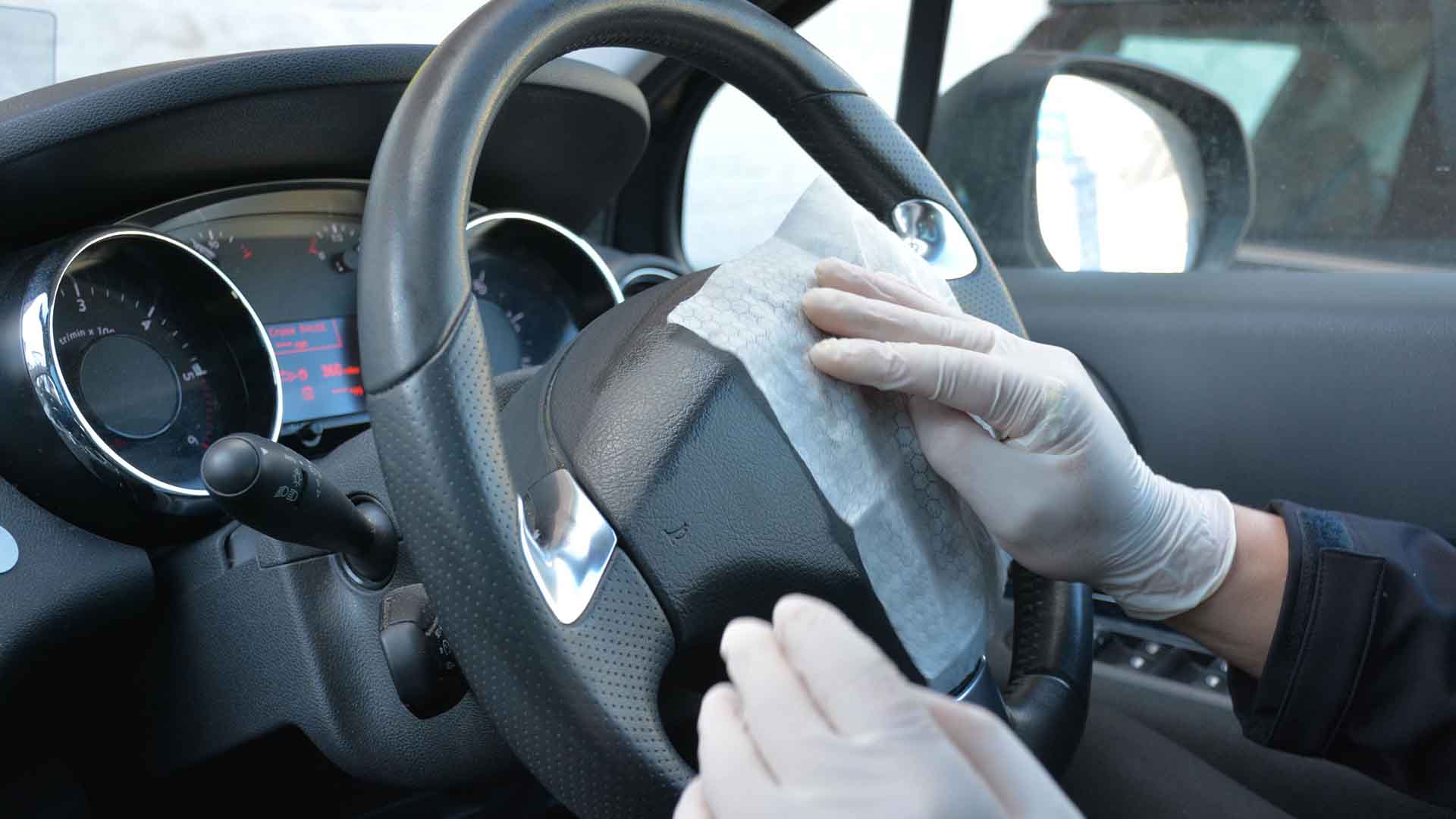 Sanitising the steering wheel