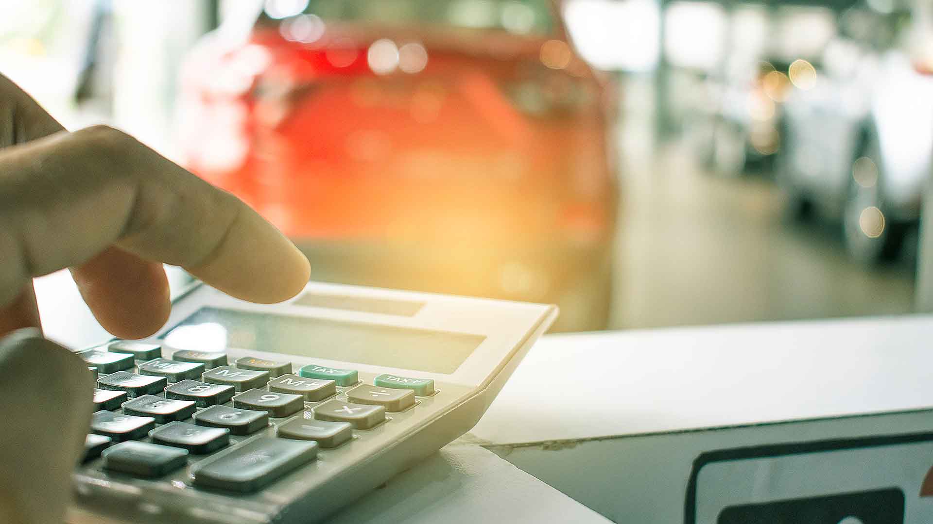 Car finance calculator in a showroom