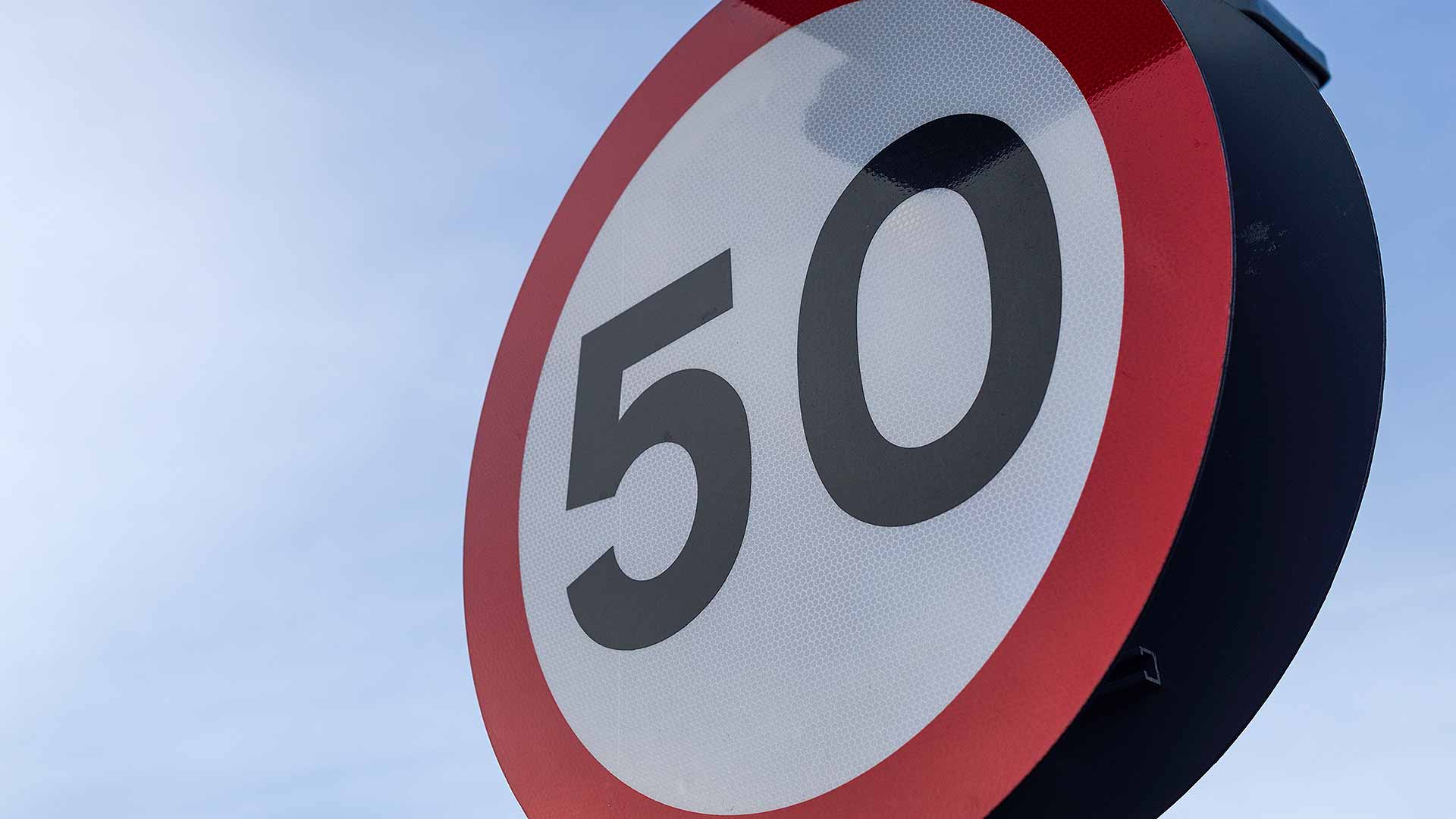 50mph speed limit sign