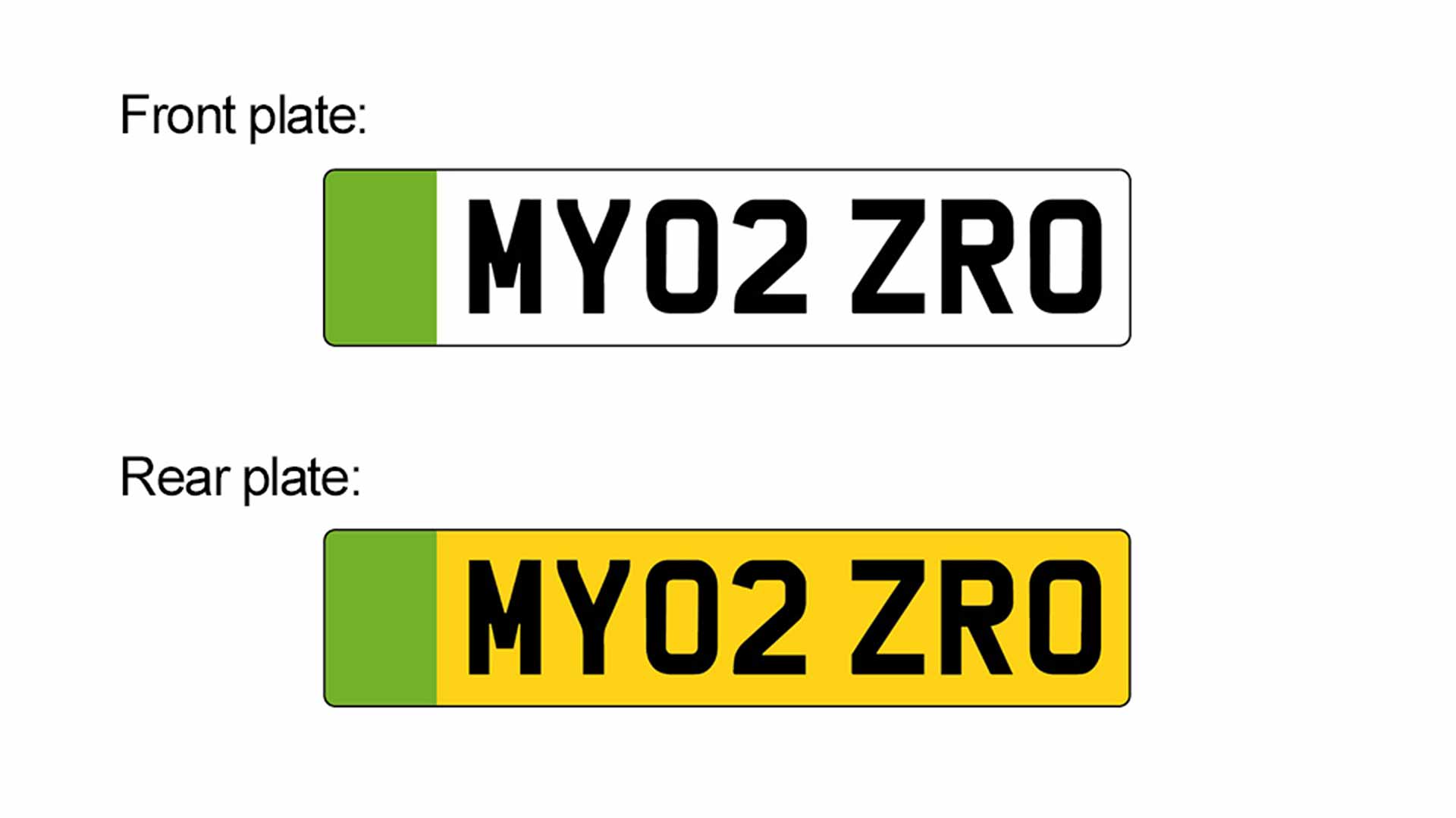 Green front and rear number plates