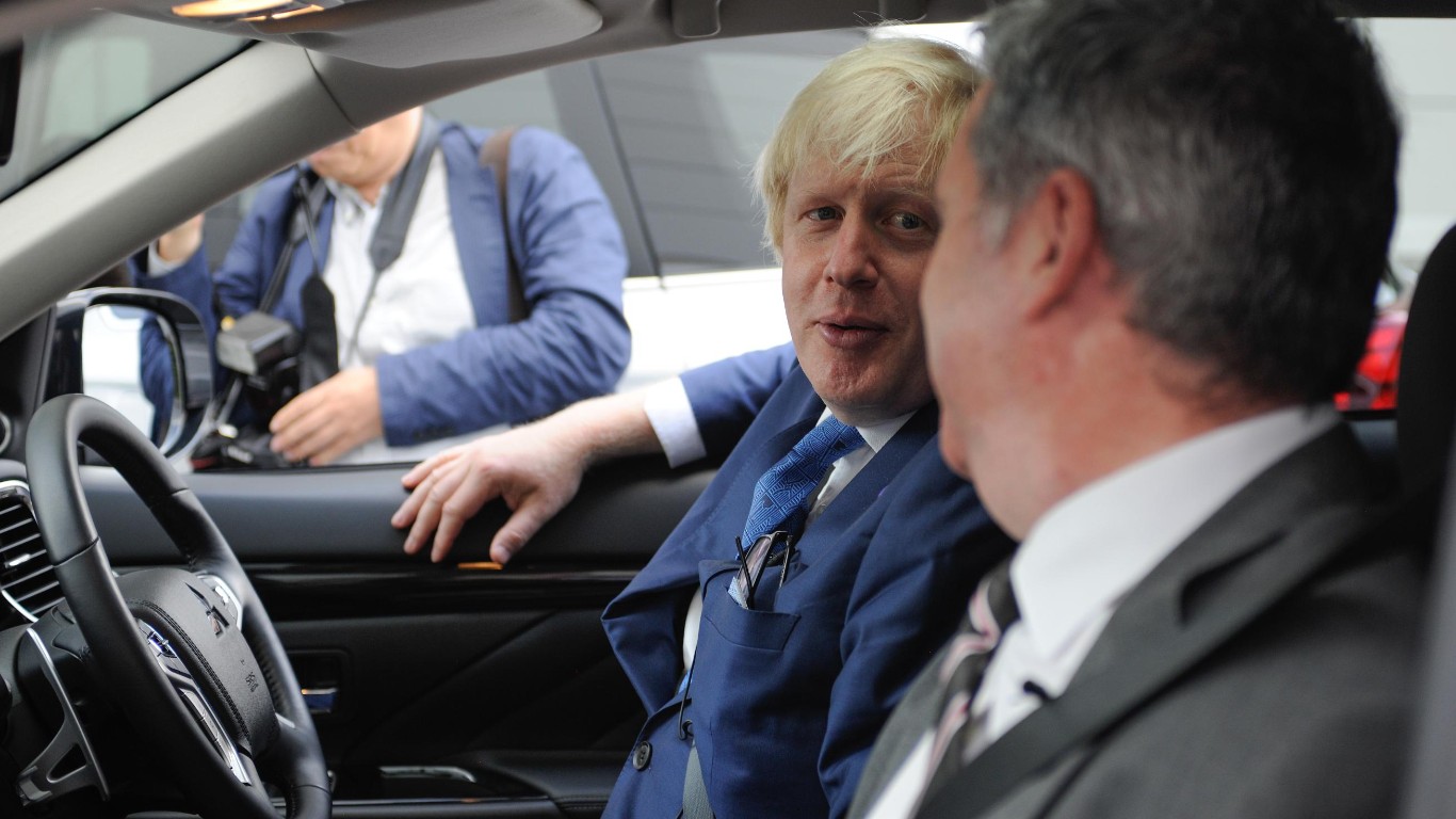 Boris Johnson in a Mitsubishi Outlander PHEV
