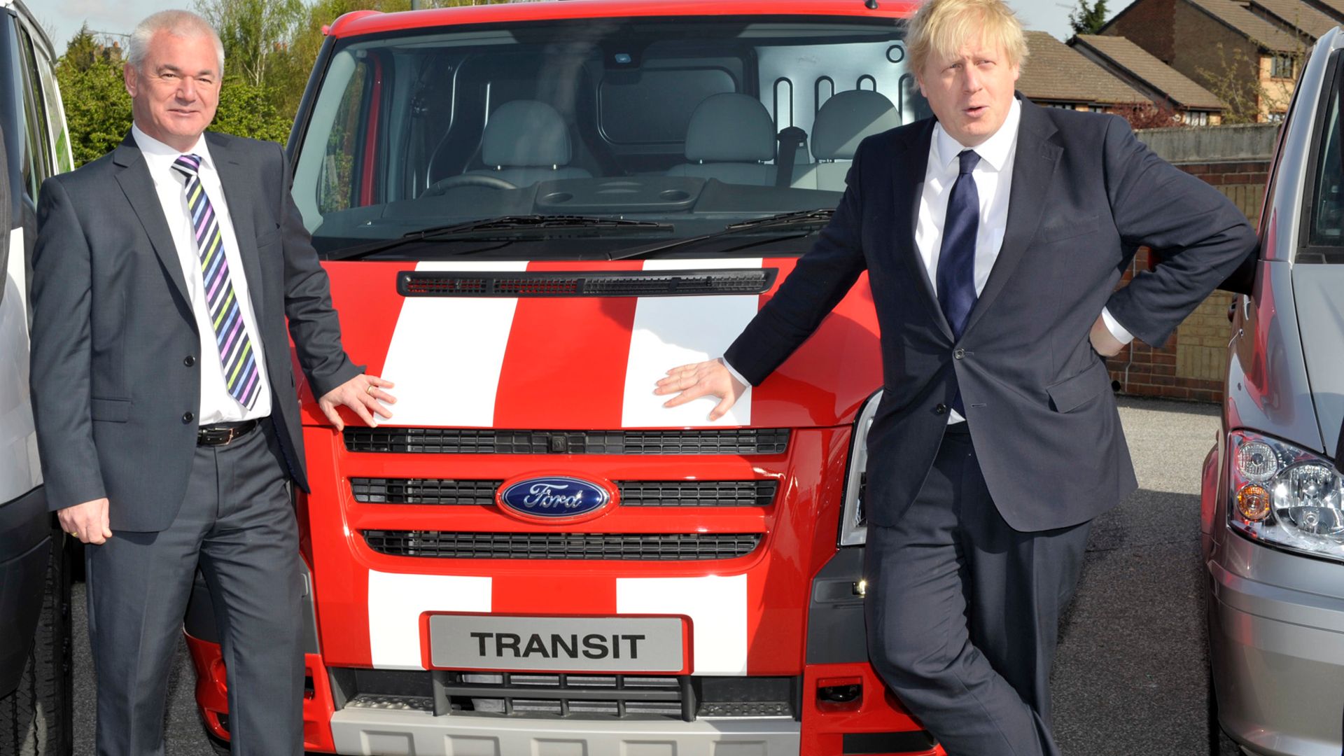 Boris Johnson in a Ford Transit