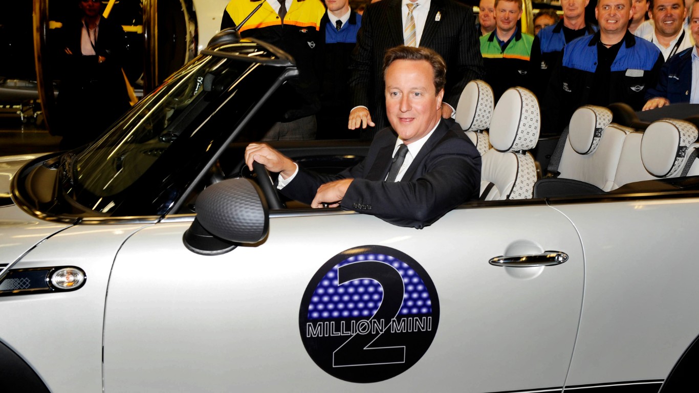 David Cameron in the two-millionth Mini