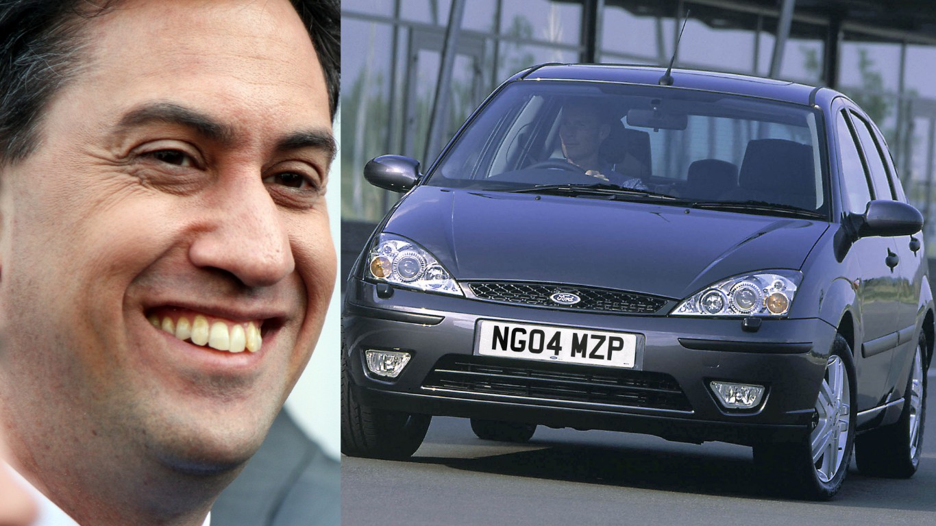 Ed Miliband in a Ford Focus