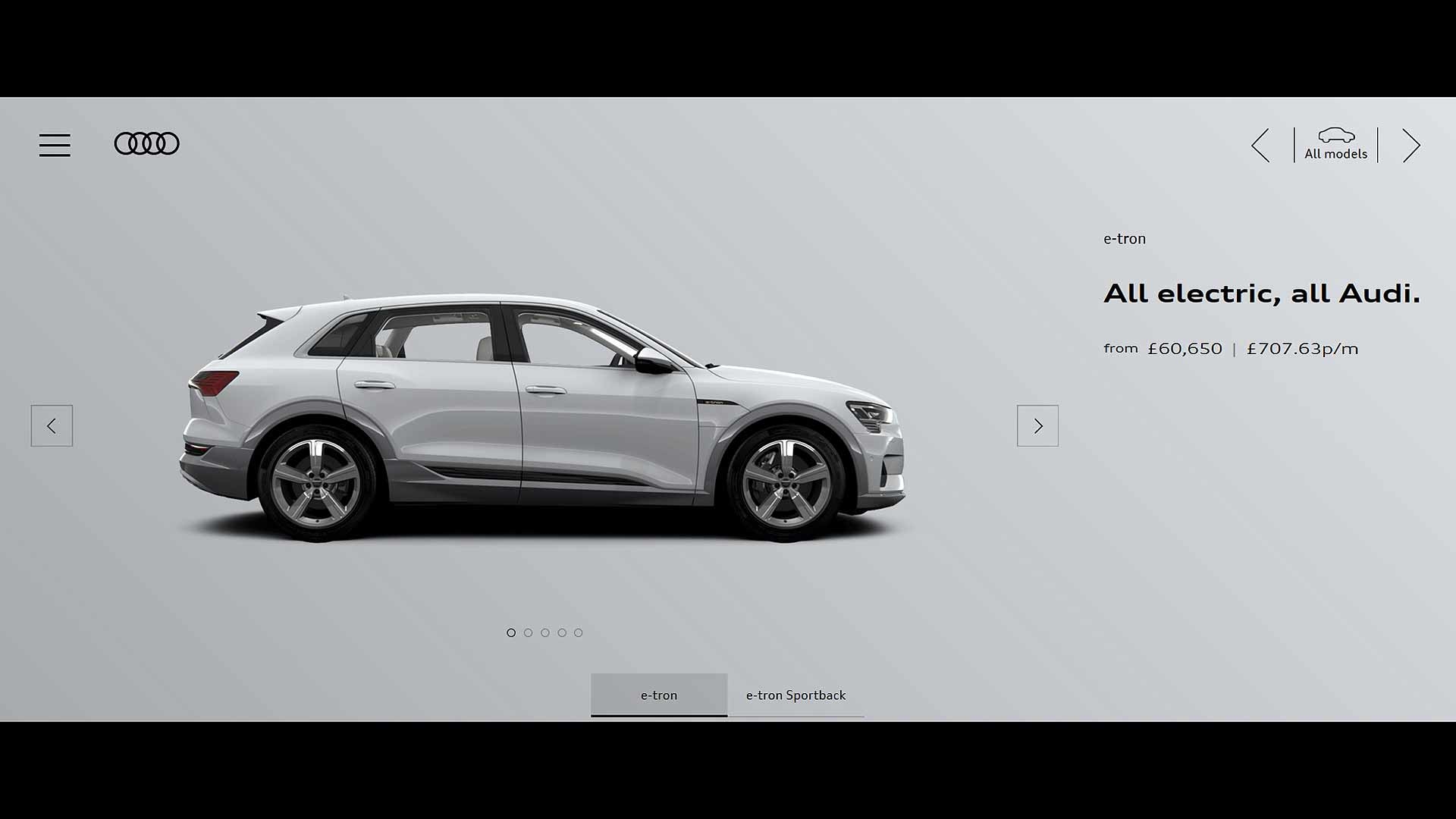 Audi e-tron website
