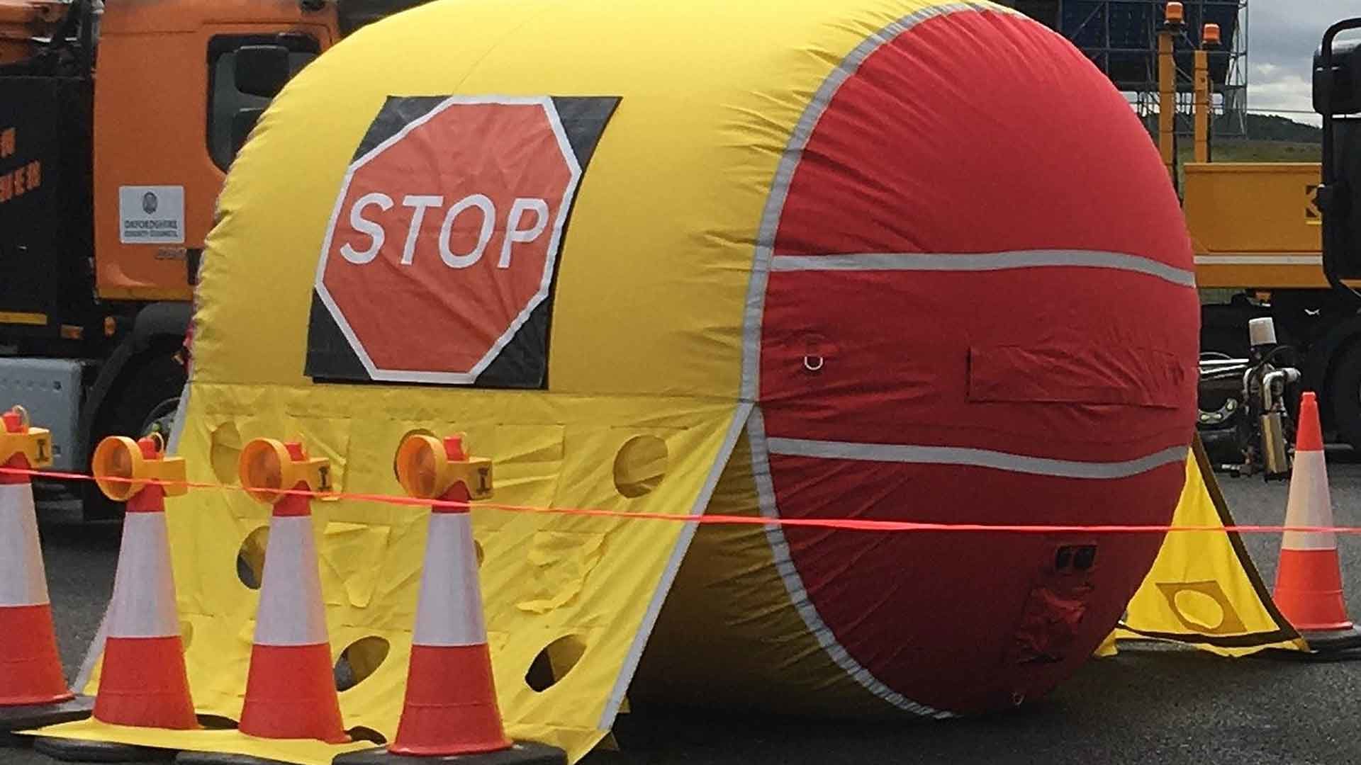 Highways England inflatable barrier