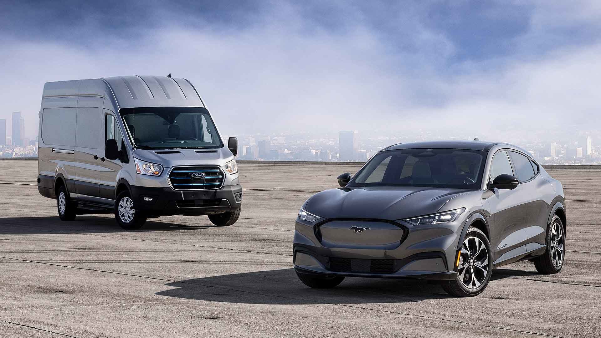 Ford E-Transit and Mustang Mach-E