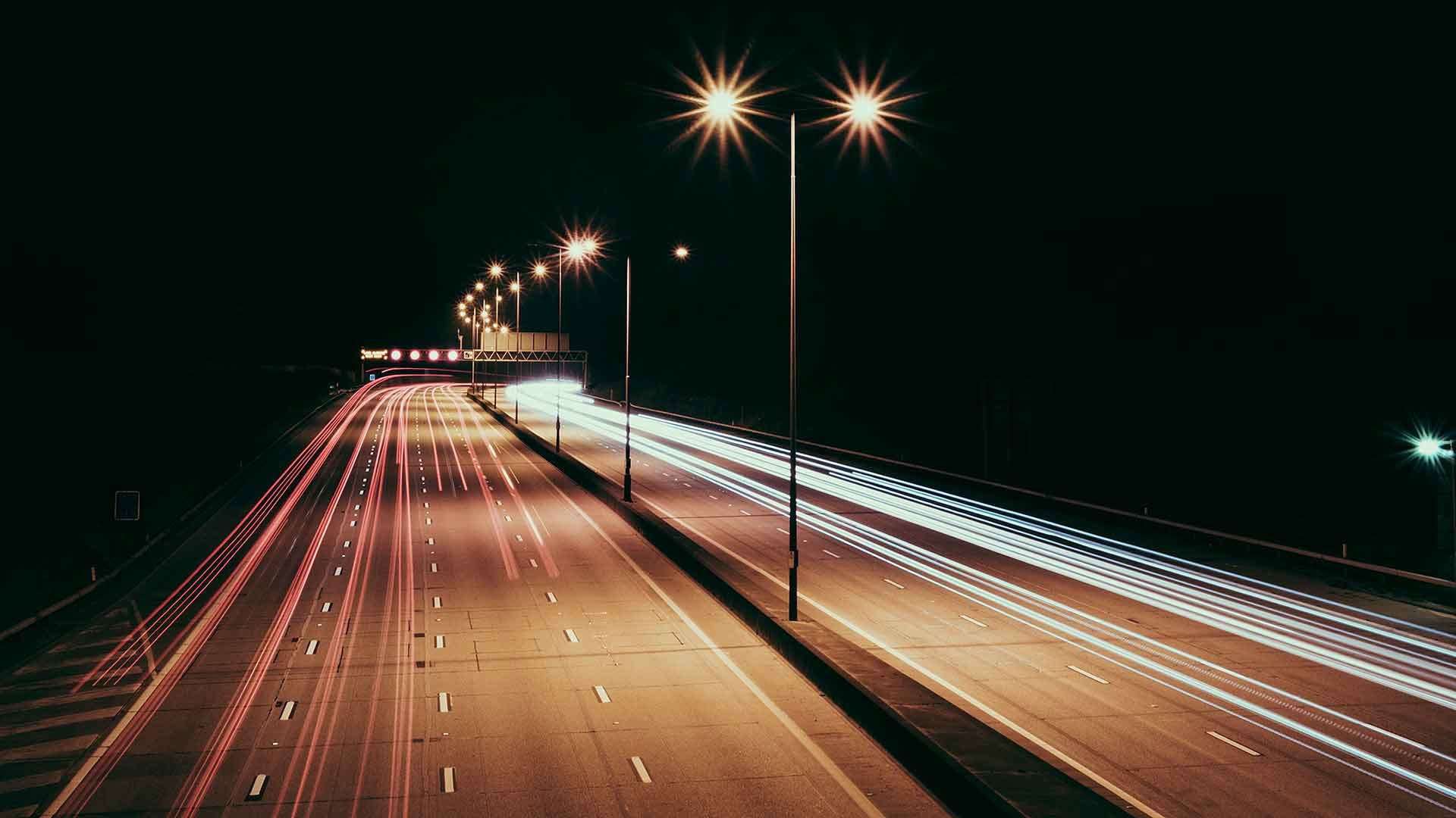 British motorway at night