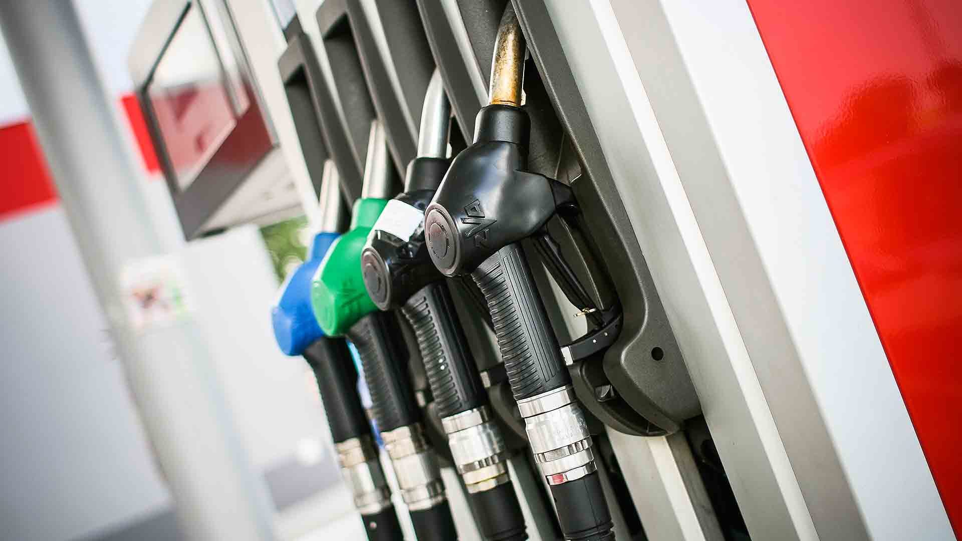 Petrol and diesel pumps at a filling station