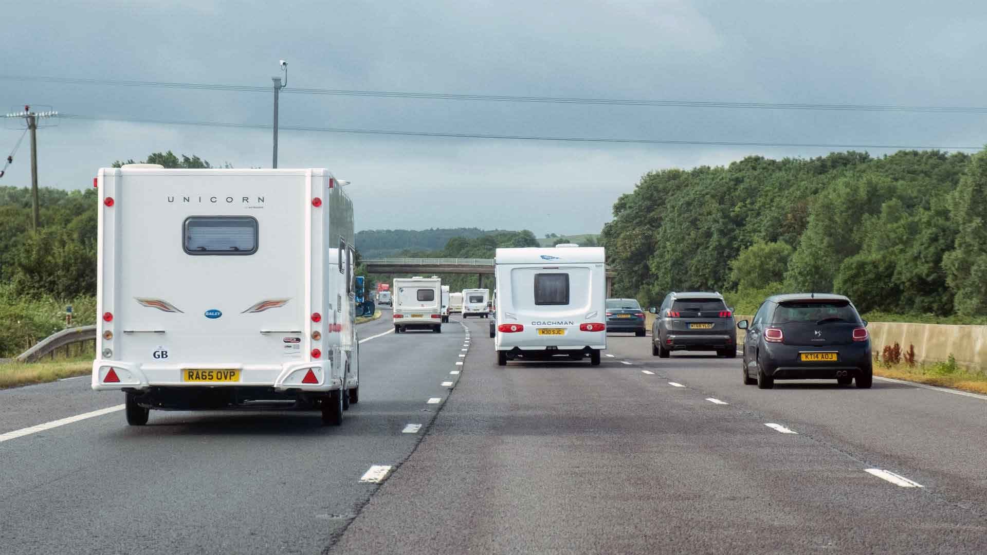 Caravans on a main road
