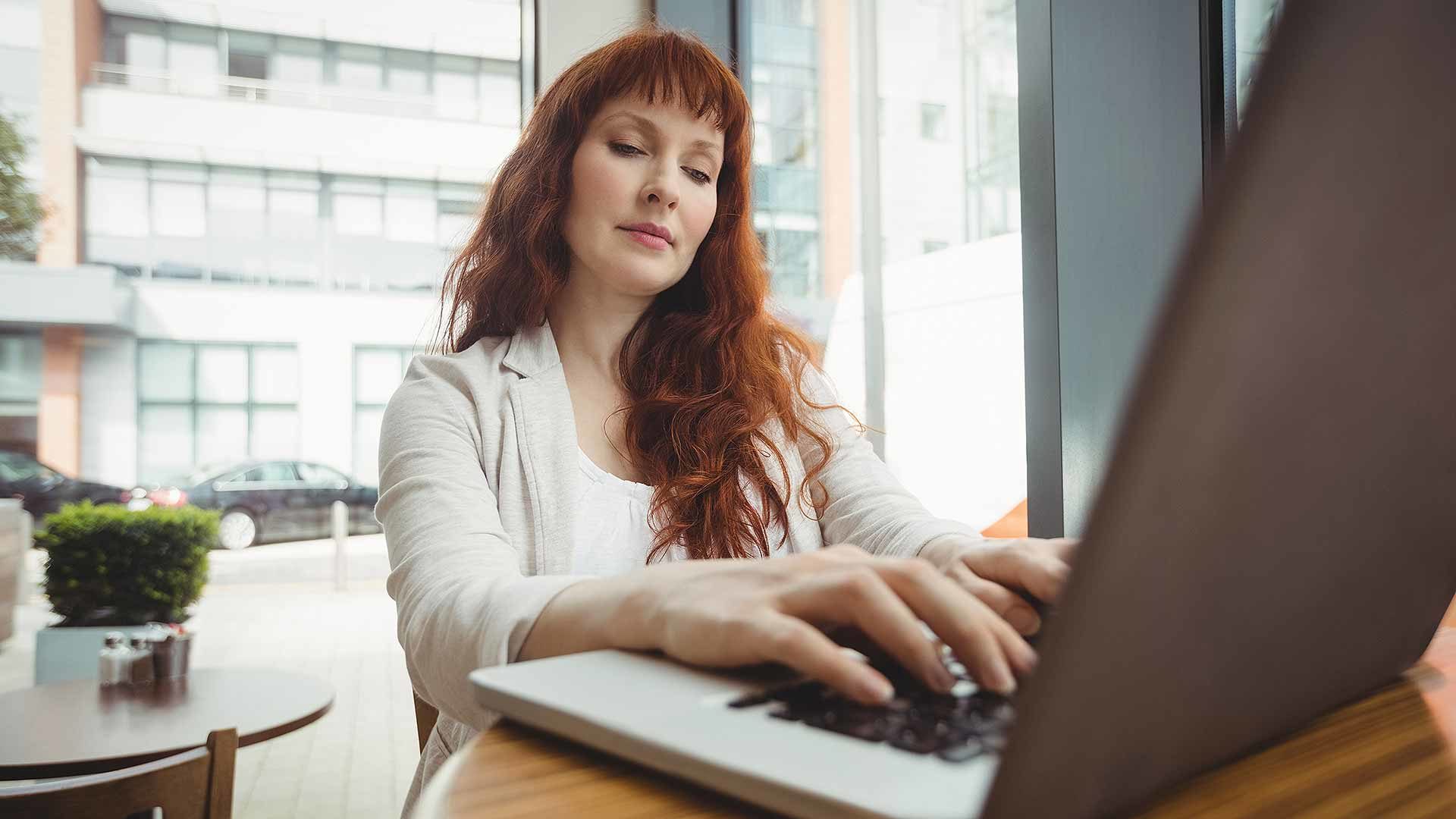 Lady using laptop computer