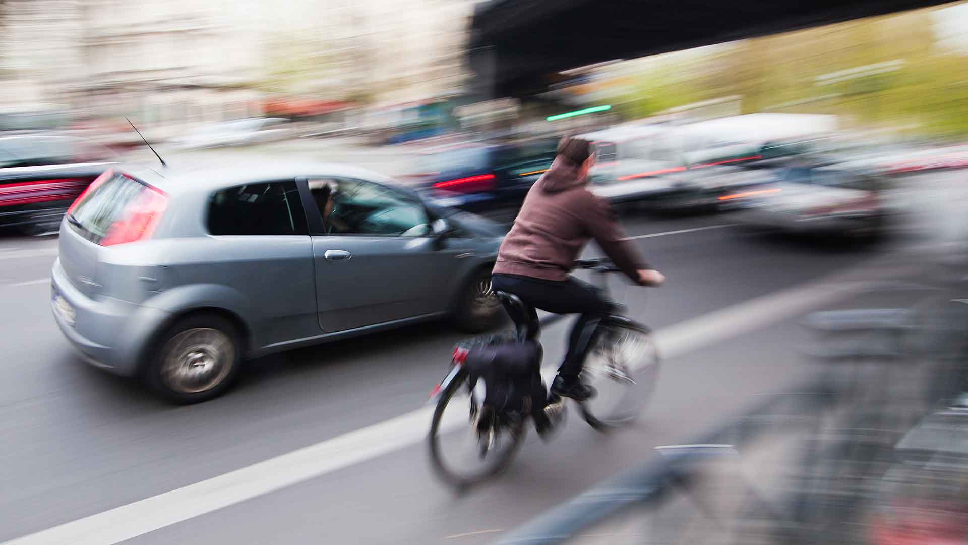 Cyclist in traffic