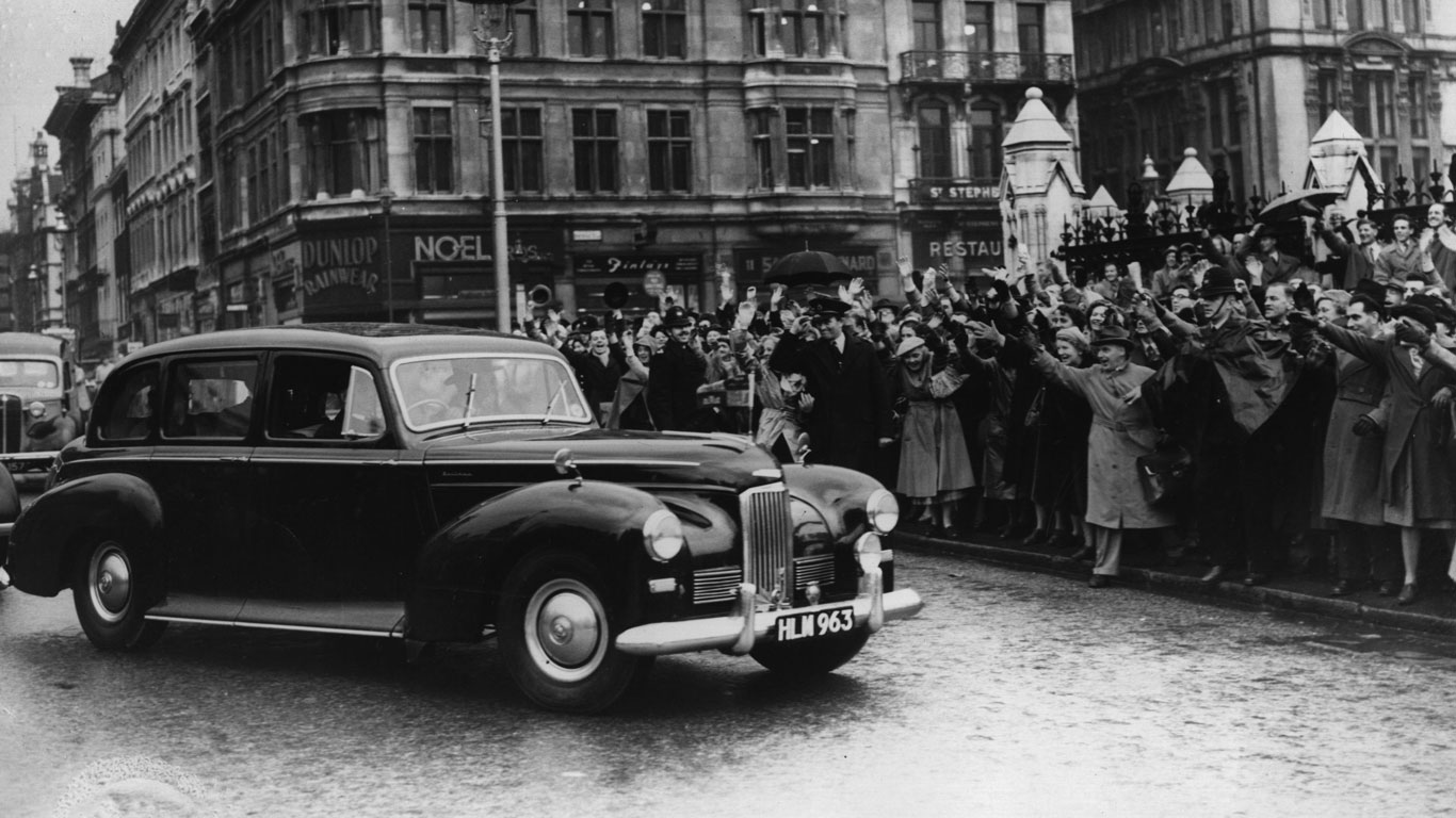 Sir Winston Churchill in a Hillman Pullman