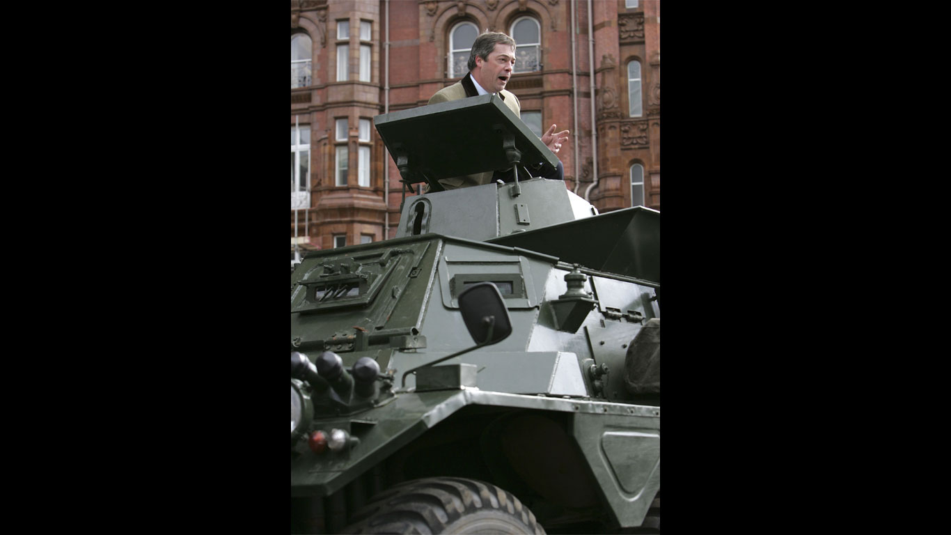Nigel Farage in a Volvo V70