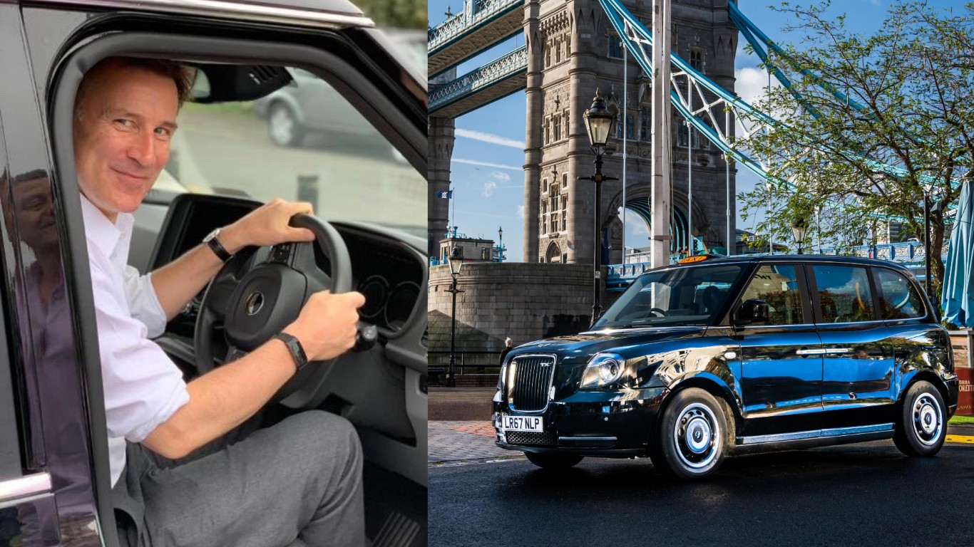 Jeremy Hunt in an LEVC taxi