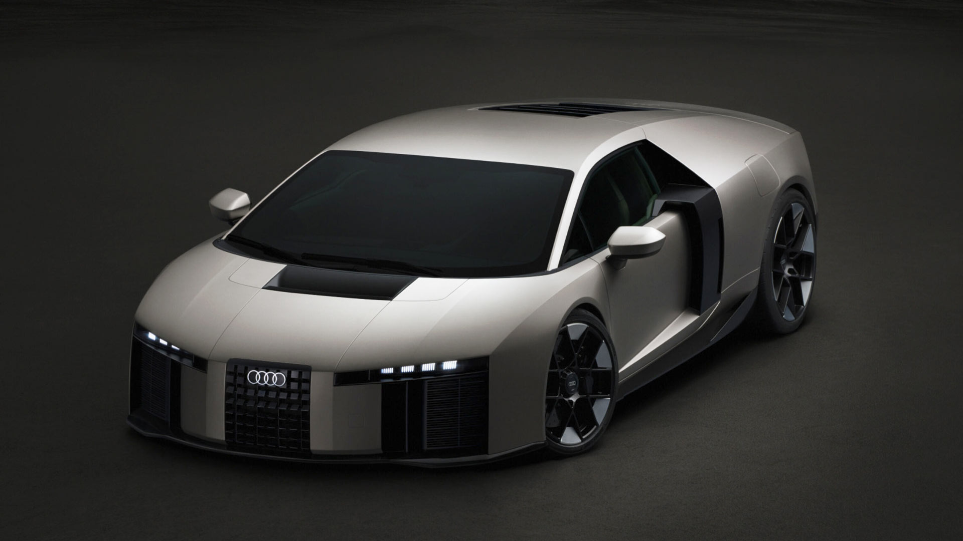 The dramatic Audi Nuvolari combines a mid-mounted 4.0-litre twin-turbocharged V8 engine with three electric motors